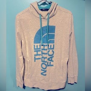North Face Women’s Pullover Hoodie Rare Turquoise logo
